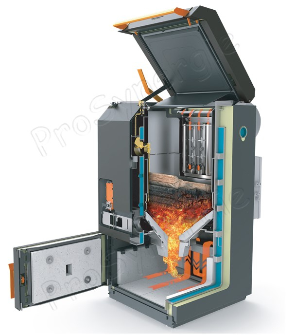 GRANT - Chaudière Bois-bûche 26 kW, Classe A+, sonde lambda (régulation de l´air de combustion), bûches 50 cm, chargement par le haut (1 100 mm)