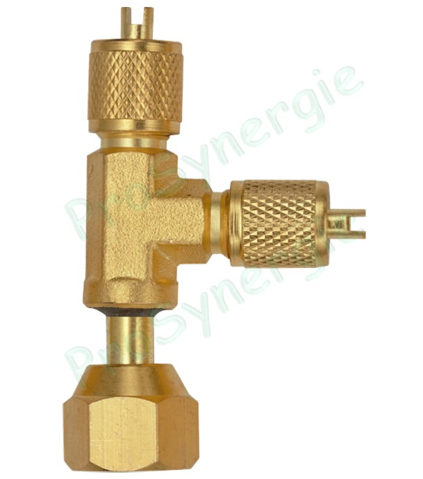 Té de service à écrou tournant Mâle 1/4'' SAE - Mâle 1/4'' SAE - Femelle 1/4'' SAE