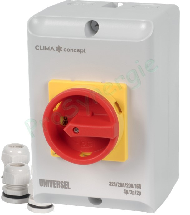 Interrupteur de proximité universel modèle L - IP65 EN 60947-3 - 16/20/25/32 A - 2/3/4 Pôles avec presse étoupe