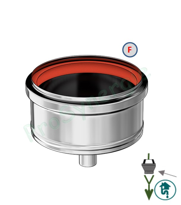 Tampon femelle + purge (pied de conduit) Rigidten Inox 316 Pro ''condensation'' avec joint - Ø 100 mm
