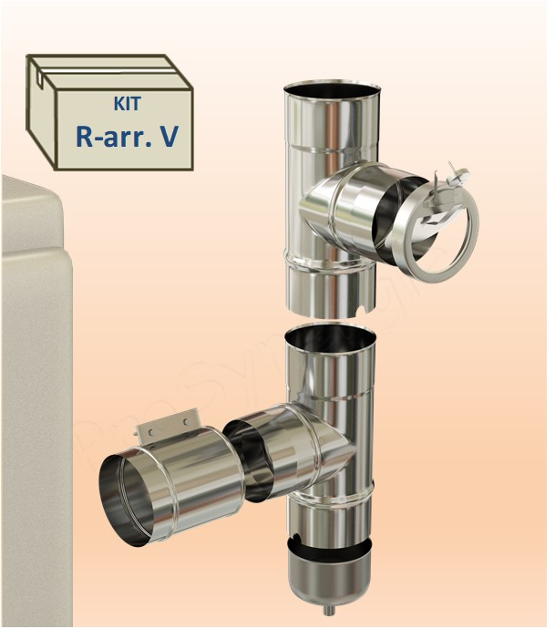 Kit raccordement arrière vertical chaudière Ø 180 mm avec régulateur de tirage