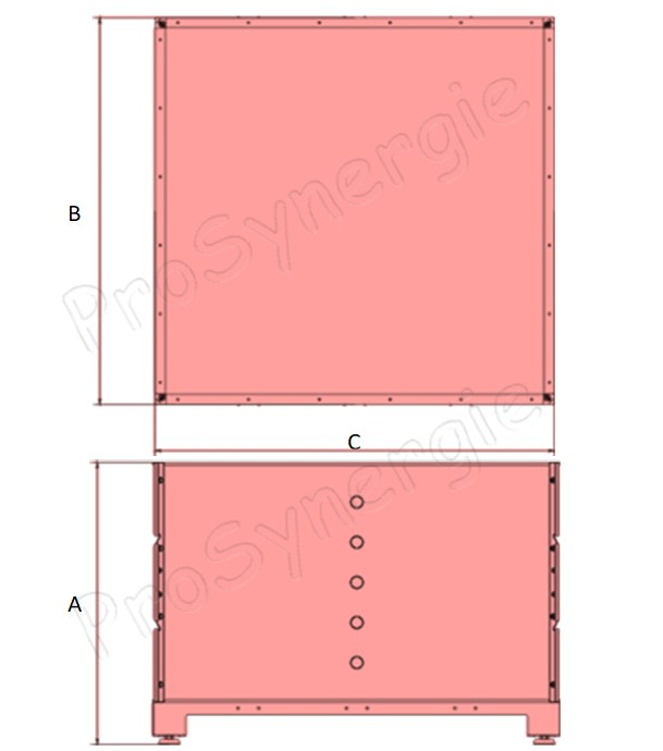 Midsilo 600 - Silo galva à fond plat (sur 4 plots réglables) stockage granulés 216 litres (~ 152 kg) - Côté x H = 650 x 710 mm