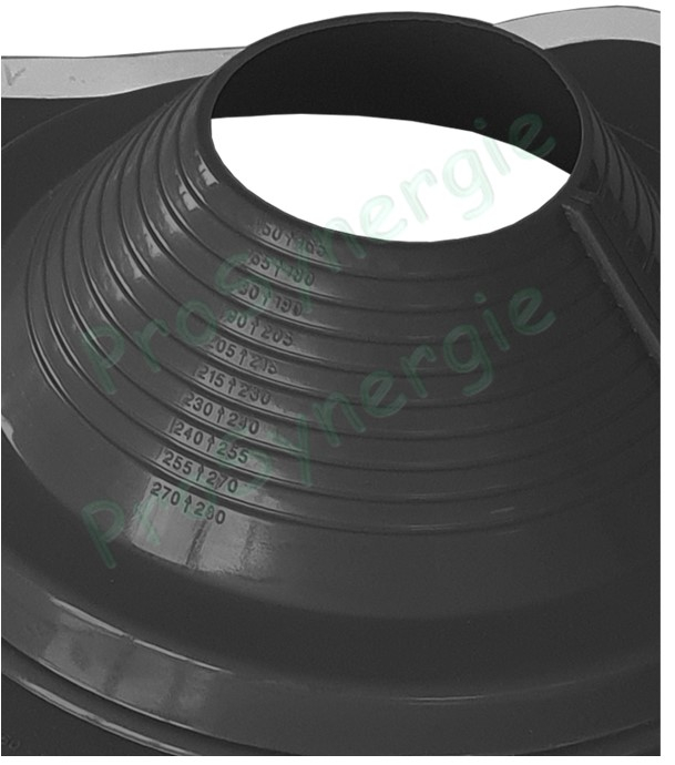 Etanchéité souple SolFlexe EPDM Noir (115 °C maxi) n°7 Ø 150 à 280 mm - Ouverture latérale possible et embase carrée