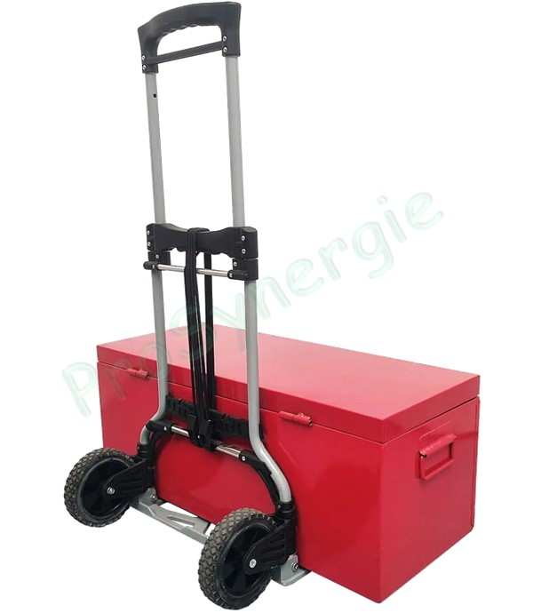 Diable pliable pour charge maxi 120 kg - Plateau spécial Virabox - Roues Ø 145 mm - Poignée coulissante 1,08 m