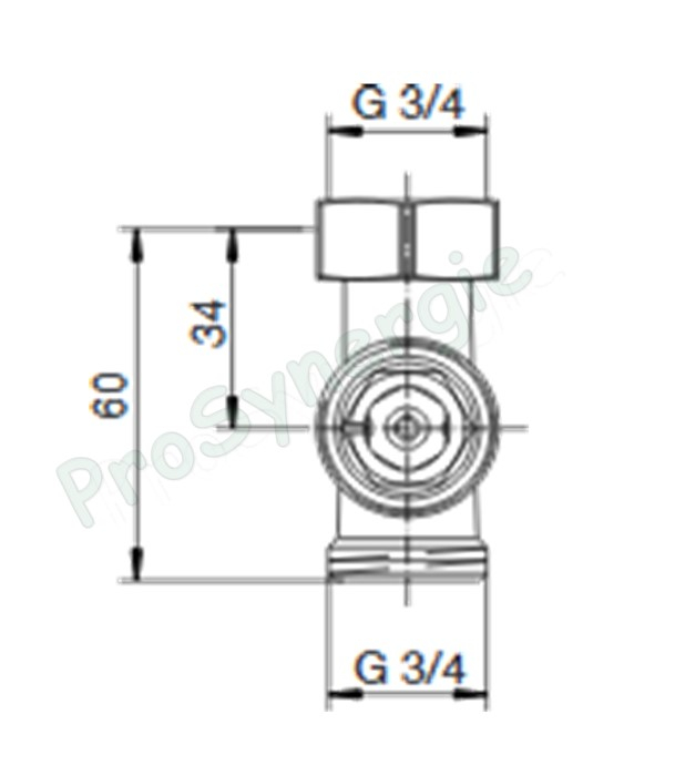 Robinet thermostatisable droit (bitube) multiblock T Ø M 1/2´´ - eurocône M 3/4´´