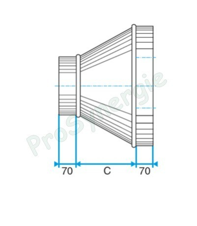 RCOC - Réduction Concentrique Galva Oblong Cylindrique - Hauteur 320 mm - Largeur 950 mm Vers Ø 500 mm