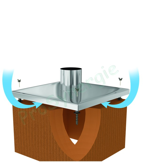 Terminal Inox de réhausse 400 mm avec embouts flexible + joint et croisillons anti-volatile pour conduit Technaflon Ø 80 ou 100 mm