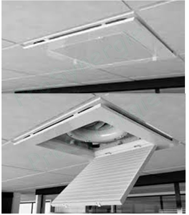 Cassette plafond Coadis Line (option diffuseur Coanda 2/4 voies)92 2 tubes Moteur AC 5 vitesses Puissance max. 7,12Kw chaud et 4,86Kw froid