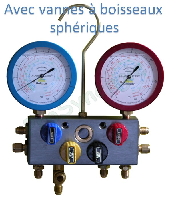 Manifold 4 voies - R134a, R22, R404a, R407c, R410a - Manomètre Anti-Pusation