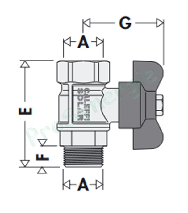 Vanne à sphère laiton haute température pour purgeur automatique solaire Ø 3/8´´ MF