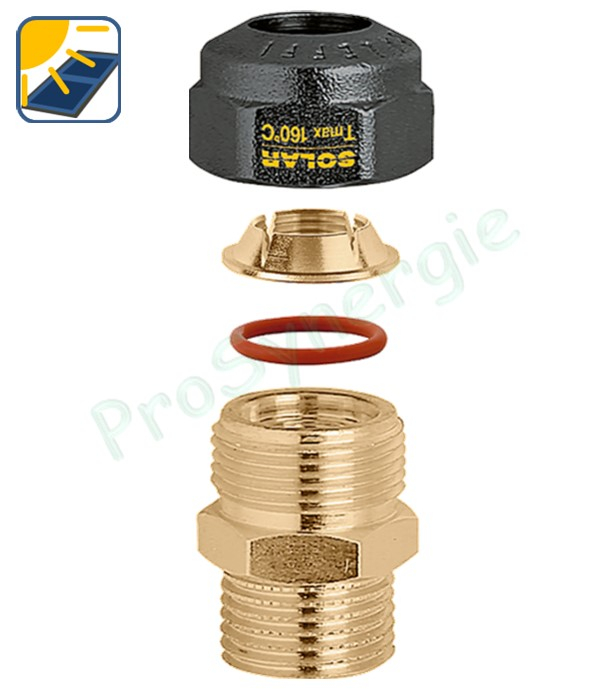 Raccord laiton 3/4   M pour tube cuivre recuit ou écroui, laiton, acier doux et inox Ø 22 mm pour installation solaire