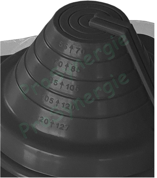 Etanchéité souple SolFlexe EPDM Noir (115 °C maxi) n°3 Ø 5 à 127 mm - Ouverture latérale possible et embase carrée