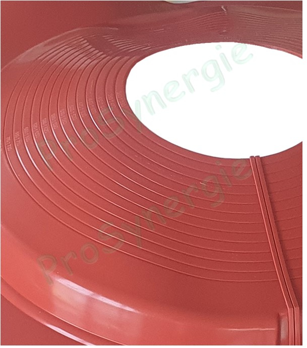 Etanchéité souple SolFlexe Silicone rouge (200 °C maxi) n°10 Ø 350 à 760 mm - Ouverture latérale possible et embase carrée