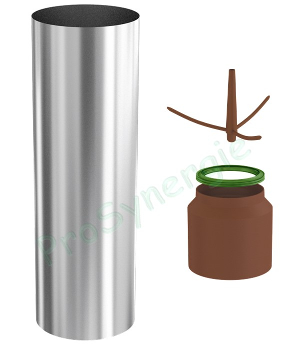Terminal de rehausse pour conduit PVDF Technaflon Ø 100 mm Inox  hauteur 40 cm