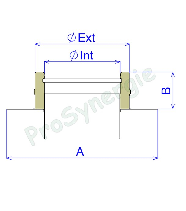 Plaque de réhausse inox 400x400mm avec conduit Isolé Opsinox Inox 316/304 longueur utile 140 mm - Øint/ext 139/200 mm - pour raccordement d´un tubage Ø 139mm (flexible 140/146) - Attention prévoir bague de serrage