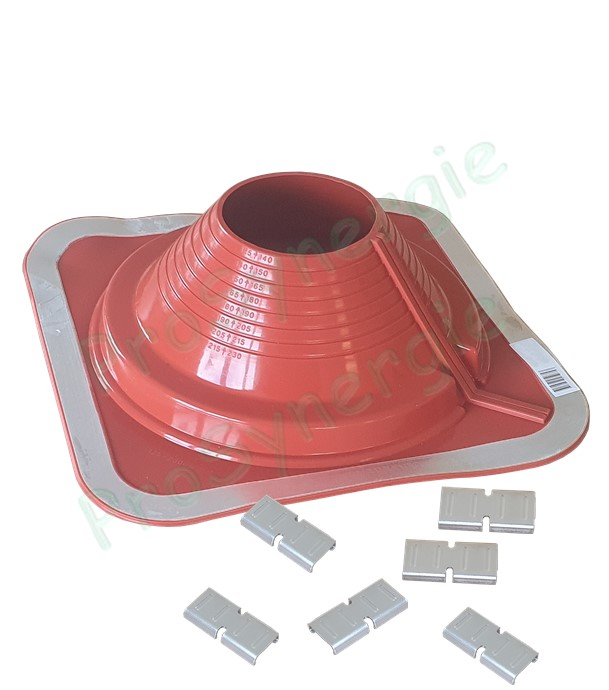 Etanchéité souple SolFlexe Silicone rouge (200 °C maxi) n°6 Ø 125 à 230 mm - Ouverture latérale possible et embase carrée