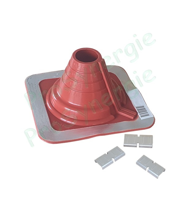 Etanchéité souple SolFlexe Silicone rouge (200 °C maxi) n°2 Ø 45 à 85 mm - Ouverture latérale possible et embase carrée
