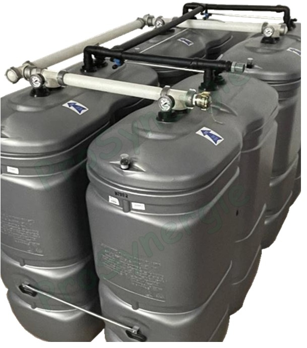 Ensemble cuves à Fioul/GNR PEHD double enveloppe 3 000 à 4 000 litres (4 cuves accouplées sur le grand côté)