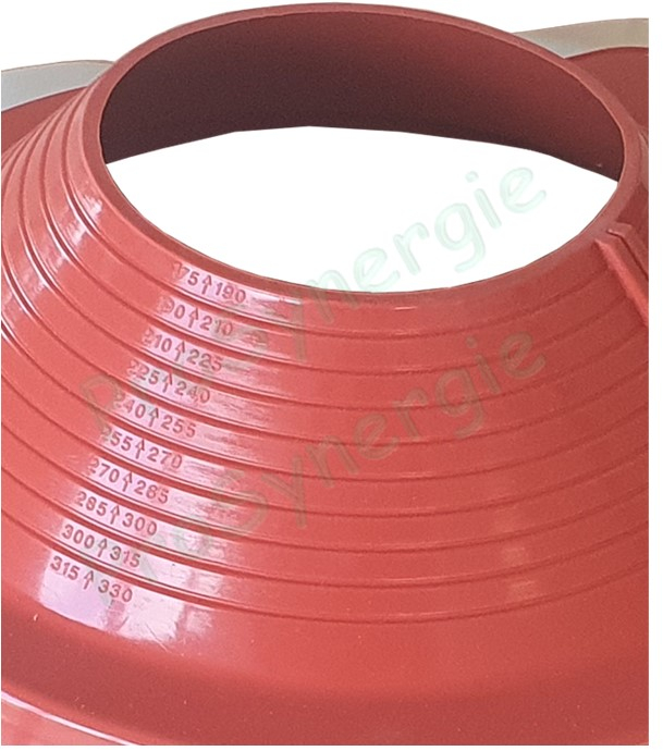 Etanchéité souple SolFlexe Silicone rouge (200 °C maxi) n°8 Ø 175 à 330 mm - Ouverture latérale possible et embase carrée