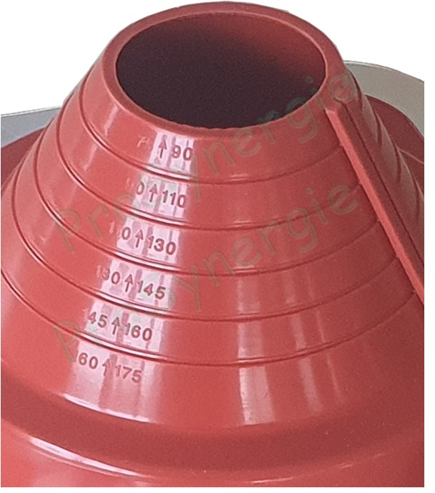Etanchéité souple SolFlexe Silicone rouge (200 °C maxi) n°4 Ø 75 à 175 mm - Ouverture latérale possible et embase carrée