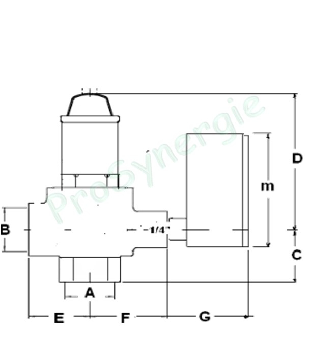 Soupape corps bronze 3 bars 120°C sûreté chauffage (P < 139 KW) avec mano - F Ø 1/2´´