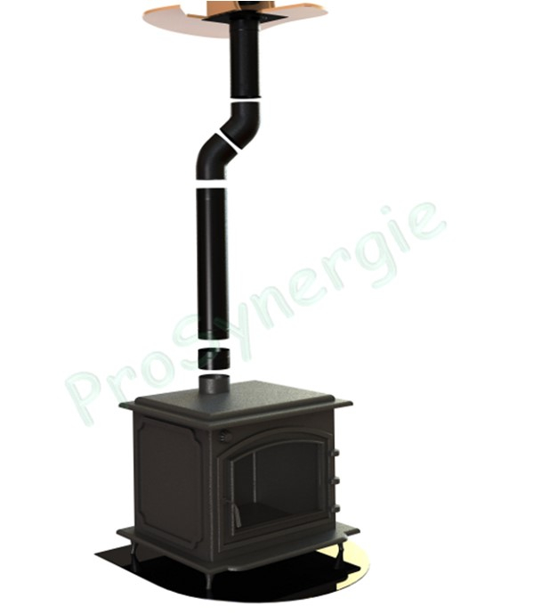 Tuyau de poêle acier émaillé 0,7mm noir mat Ø 150mm longueur 50cm (44cm utile)