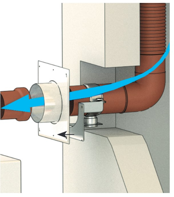 Conduit flexible PVDF Technaflon Ø  60 mm Longueur 10 mètres Avec raccord coude 87° thermosoudé 20 cm  pour raccordement mural