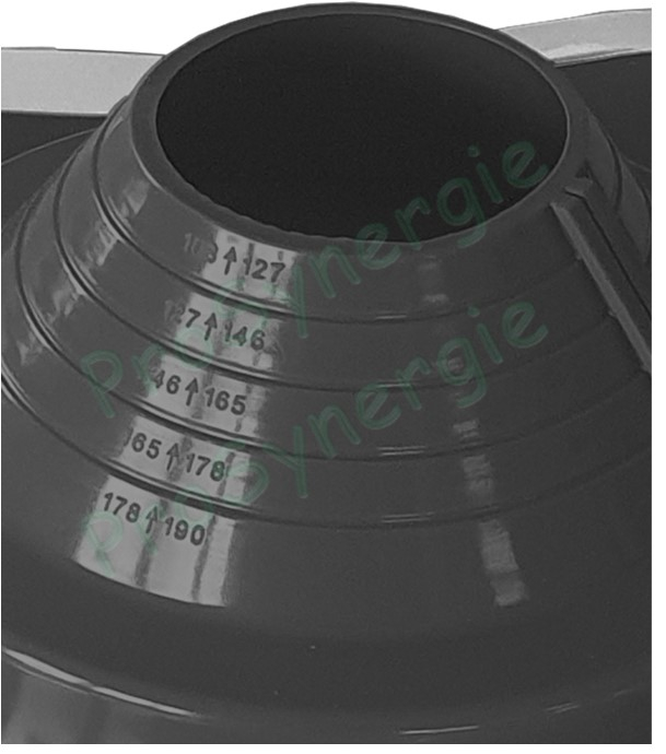 Etanchéité souple SolFlexe EPDM Noir (115 °C maxi) n°5 Ø 108 à 190 mm - Ouverture latérale possible et embase carrée