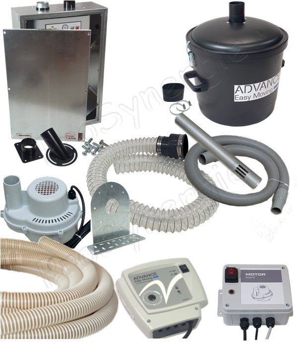 Kit Pod' Eco+ Poêle & Insert - Transfert pneumatique (granulé / pellet) tube suceur, aspirateur, doseur encastrable, contrôleur + coffret protection moteur et pot à poussière