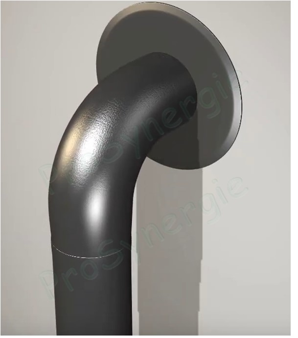 Rosace de finition inox laqué noire RAL9005 (mur ou plafond) Øext. 223mm pour conduit de fumée Ø 100mm avec 3 pattes fixation aimantées