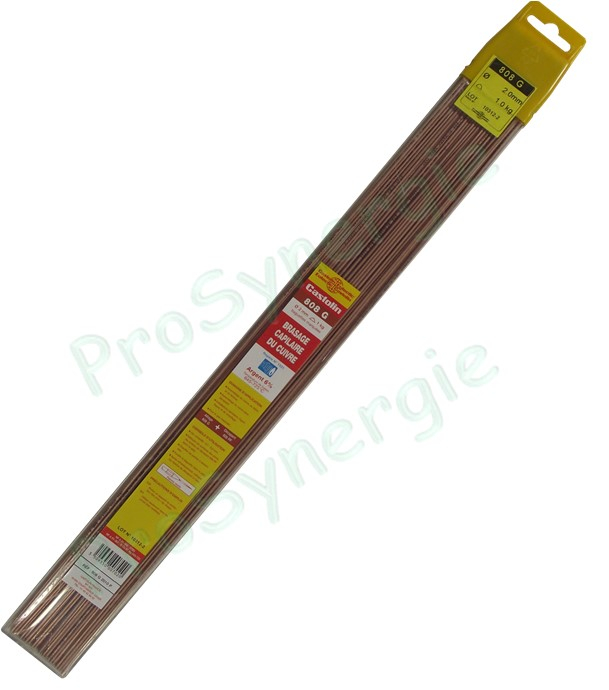 Brasure CASTOLIN 6% Argent Gaz ATG autodécapante du cuivre 808 G - 600 gr ou 1 kg - Ø 2 mm - Lg 50 cm
