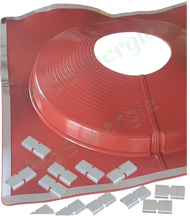 Etanchéité souple SolFlexe Silicone rouge (200 °C maxi) n°10 Ø 350 à 760 mm - Ouverture latérale possible et embase carrée