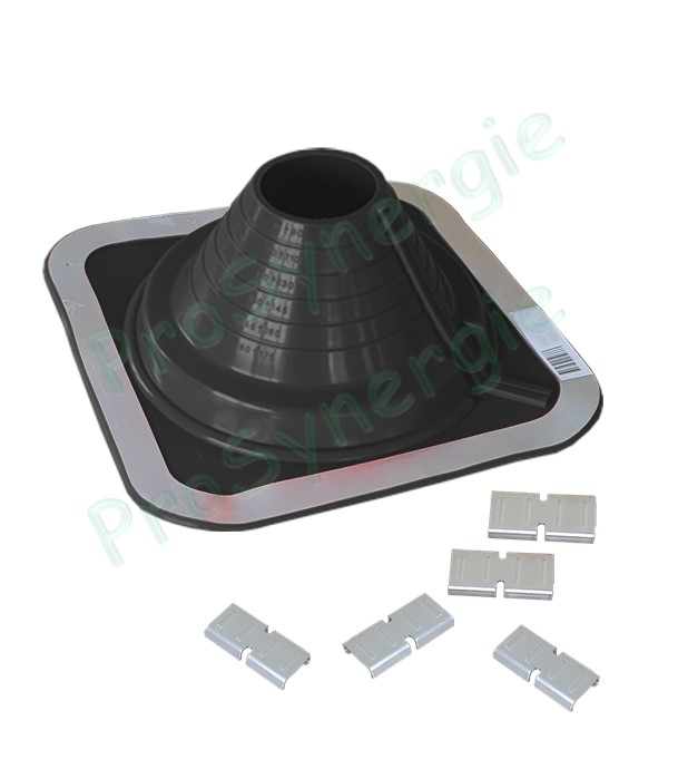 Etanchéité souple SolFlexe EPDM Noir (115 °C maxi) n°4 Ø 75 à 175 mm - Ouverture latérale possible et embase carrée