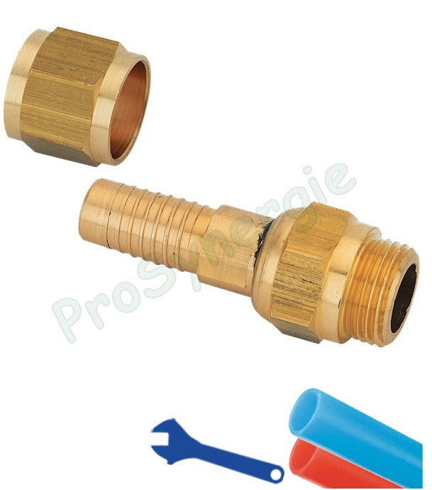 Raccord à compression (sans outils spécifique) PER Ø 16mm - à visser (tournant) M Ø 1/2´´