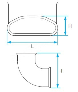 Coude 90° vertical ovale pour raccordement caisson Optiflex