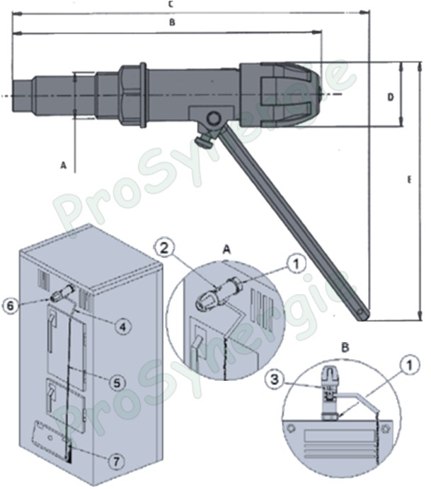 Régulateur de tirage 30 à 100°C à chainette raccord ØM3/4  - avec levier ou bras 120° 115x145mm