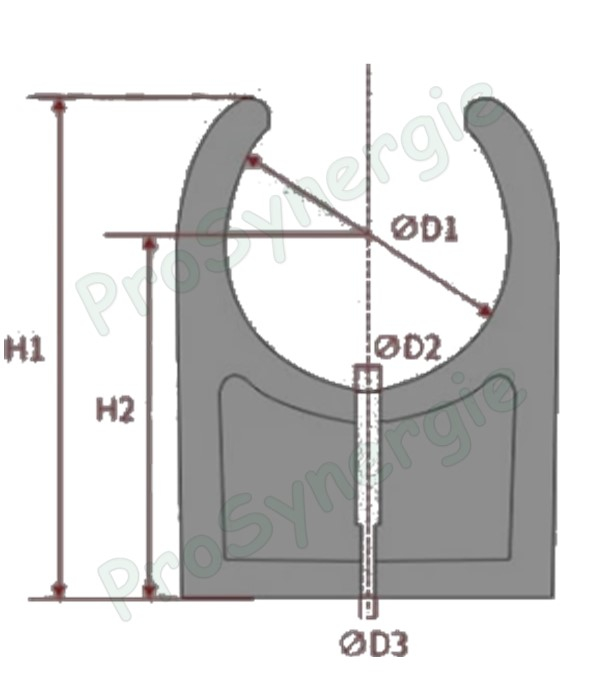 Colliers de serrage PVC gris Lyre Ø 75mm embase large plate
