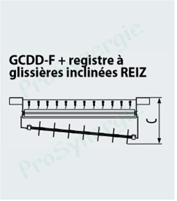 GCDD - Grille de diffusion double déflexion pour conduits Ø 630 à 1400 mm - Hauteur 225 mm - Longueur  825 mm - Acier galvanisé