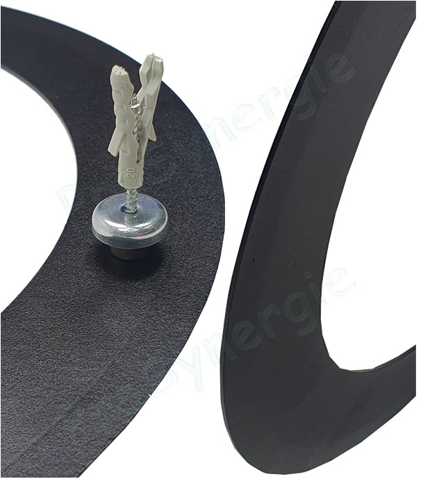 Rosace de finition inox laqué noire RAL9005 (mur ou plafond) Øext. 255mm pour conduit de fumée Ø 125mm avec 3 pattes fixation aimantées