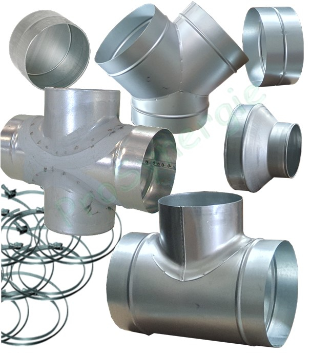 Kit Récupérateur d´Air Chaud Emeraude pour 2 à 8 pièces (de 300 à 550 m³/h). Moteur + bouches + dérivations et accessoires - Caisson de filtration et registre-clapet en option.