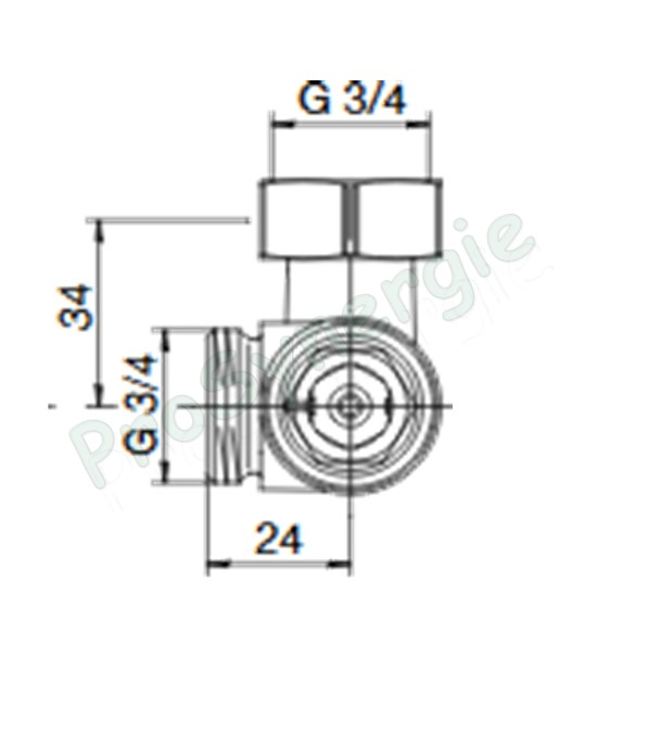 Robinet thermostatisable équerre (bitube) multiblock T - eurocône Ø M 3/4´´ (+ pastilles)
