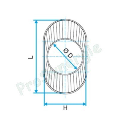 RCOC - Réduction Concentrique Galva Oblong Cylindrique - Hauteur 320 mm - Largeur 620 mm Vers Ø 355 mm