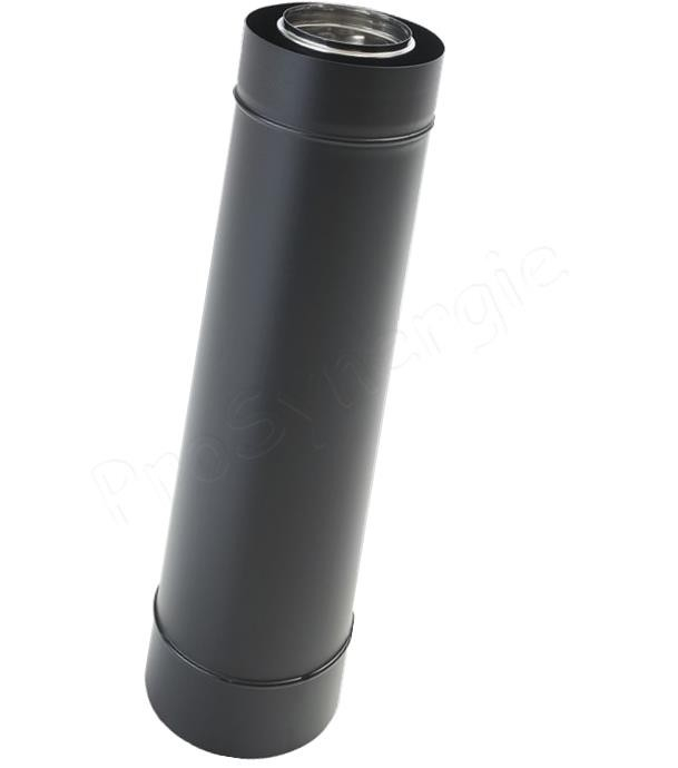 Tuyau concentrique BIOTEN poêle granulé (pellet) Øint./ext. 80/125 mm Inox 316 / Galva peint noir (RAL 9005) longueur 1m (95cm utile)