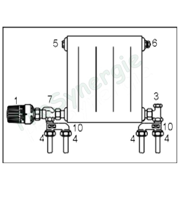Robinet thermostatisable (bitube) à plongeur latérale avec arrêt - Ø M 1/2´´ (DN 15) - eurocône M 3/4´´