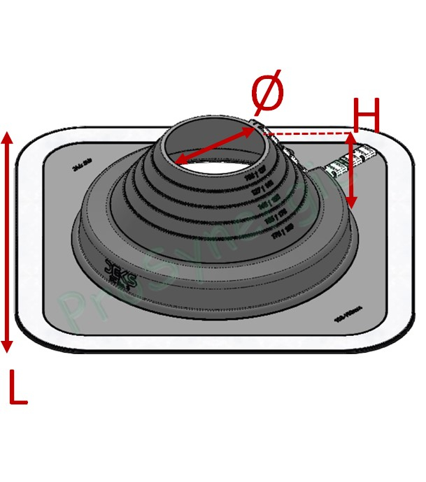 Etanchéité souple SolFlexe EPDM Noir (115 °C maxi) n°2 Ø 45 à 85 mm - Ouverture latérale possible et embase carrée