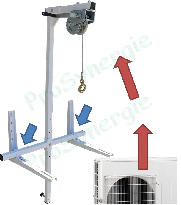 Levaclim 200 - Treuil Lève Climatisation pour unité extérieure - Palan lève charge max 200 kg (Pose sur support clim)