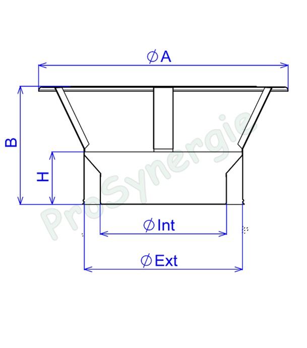 Chapeau plat Inox 316 (avec bride) pour tuyau Isolé Duoten - Øint/ext 200/250 mm