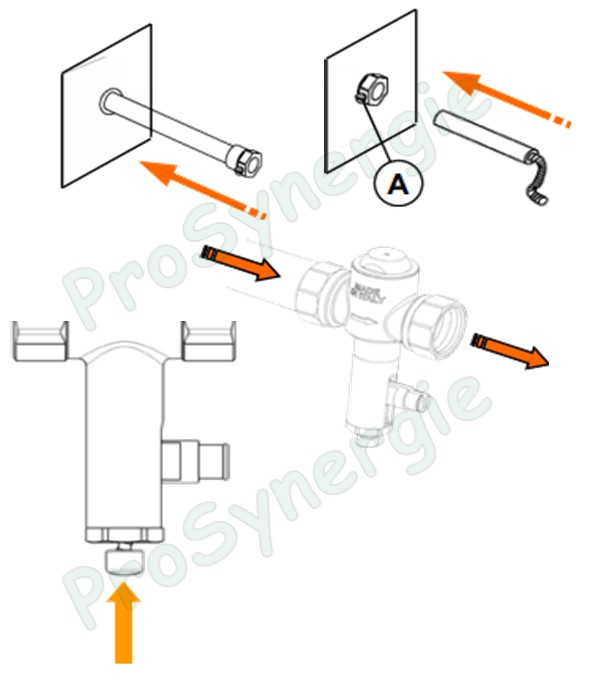 Soupape de sécurité thermique ICMA pour échangeur de sécurité (type 543) raccord ØF 3/4´´ - ouverture à 95°C (maxi 110°C / 10 bars / 100KW) + Sonde ØM 1/2´´ long. 152mm  capillaire long. 1.3m