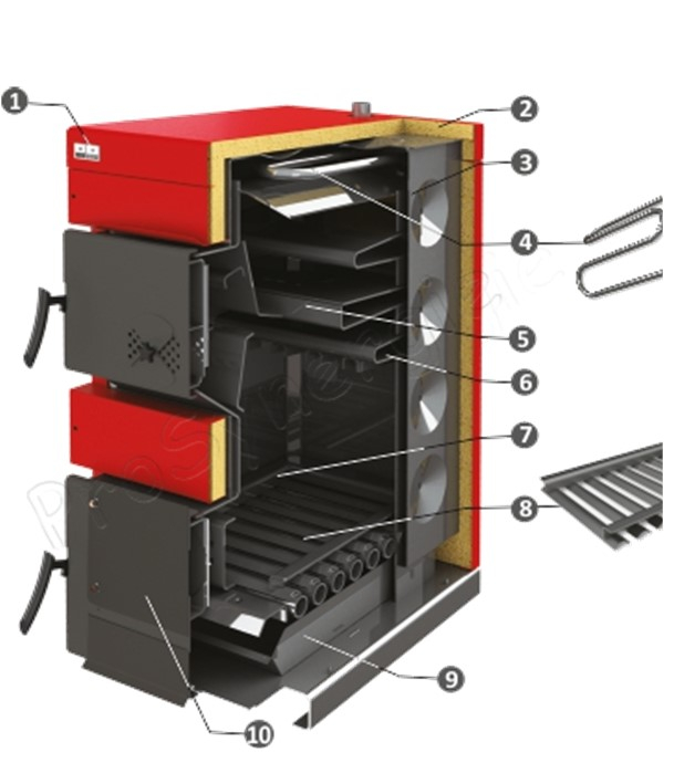 Chaudière Bois buche, Charbon emplacement brûleur type granulés WBS 25 à 110KW
