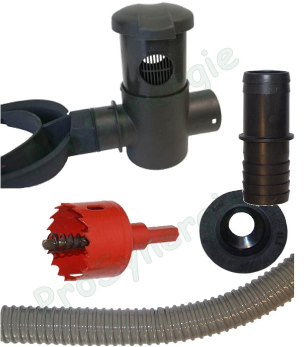 Collecteur filtrant gouttière - remplissage cuves deau de pluie (Long.= 40cm) Speedy gris anthracite - Installation sans couper le tuyau de descente gouttière Ø 70 à 110 mm